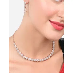 AMI Rose Gold-Plated Cubic Zirconia-Studded Jewellery Set-picture-25