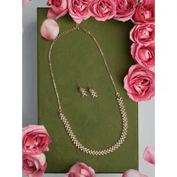 AMI Rose Gold-Plated Cubic Zirconia Studded Jewellery Set-picture-22