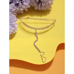 AMI Rose Gold-Plated Cubic Zirconia Studded Ring Bracelet-picture-39