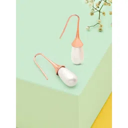 AMI Rose Gold Plated Pearl Embellished Drop Earrings-picture-40