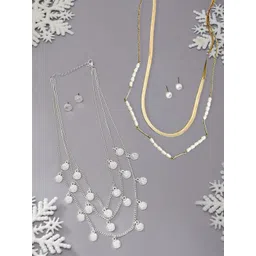 AMI Set Of 2 Gold-Plated & Silver-Plated Layered Jewellery Set-picture-32