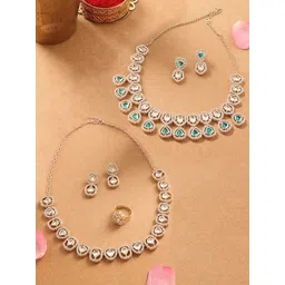 AMI Set Of 2 Gold-Plated Austrian Diamond-Studded Jewellery Set-picture-14