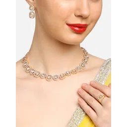 AMI Set Of 2 Gold-Plated Austrian Diamond-Studded Jewellery Set image 5