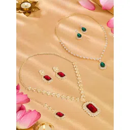 AMI Set Of 2 Gold-Plated Austrian Diamonds Stone-Studded Jewellery Sets-picture-21