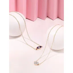 AMI Set Of 2 Gold-Plated Enamelled Evil Eye Contemporary Pendant With Chain-picture-43