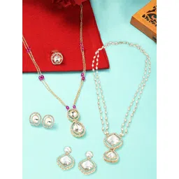 AMI Set Of 2 Gold-Plated Stone-Studded Jewellery Set-picture-42