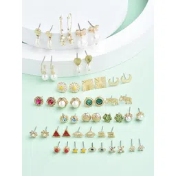 AMI Set of 25 Gold-Plated Contemporary Studs Earrings-picture-33