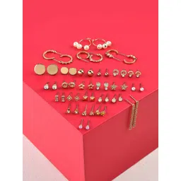 AMI Set Of 26 Gold Tone Contemporary Studs, Drop & Semi-Hoop Earrings-picture-32