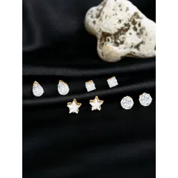 AMI Set of 4 Gold-Plated Contemporary Studs Earrings-picture-15