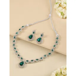 AMI Silver Plated American Diamond Jewellery Set-picture-41