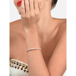 AMI Women Rose Gold-Toned Cubic Zirconia Studded Kada Bracelet-picture-23