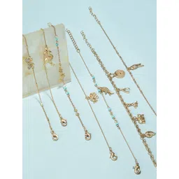 AMI Women Set of 7 Gold Tone Contemporary Classy Stackable Bracelets-picture-24