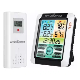 amiciSense Digital Weather Station, Outdoor/Indoor Temperature and Humidity Monitoring Device with Touch Screen and Clock Function-picture-18