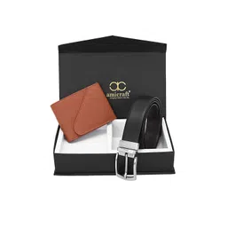 amicraft Men Black & Brown Vegan Leather Accessory Gift Set-picture-34