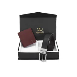 amicraft Men Black & Brown Vegan Leather Accessory Gift Set-picture-35
