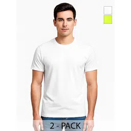 AMIGOS Men Pack Of 2 Cotton Solid Tshirts-picture-15