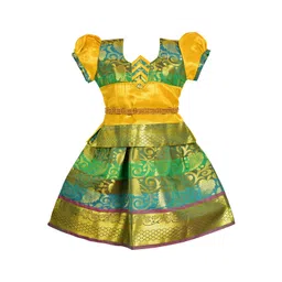 AMIRTHA FASHION Girls Green & Yellow Thread Work Ready to Wear Lehenga Choli-picture-49