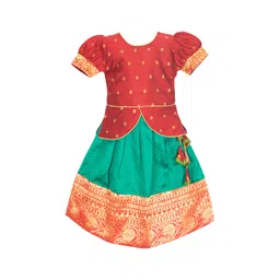 AMIRTHA FASHION Girls Maroon & Green Ready to Wear Lehenga & Choli-picture-42