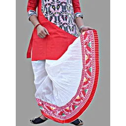 amit online Jamdani Border Ready To wear White Solid Mour Puccho Dhoti For Men-picture-19