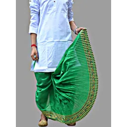 AMIT ONLINE Stylish Men's Solid Dupion Silk Bengali Style Dhoti Pant image 4