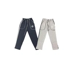 AMNOUR Boys Pack Of 2 Grey & Blue Cotton Blend Track Pants-picture-26