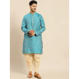 Amodh by Kisah Men Blue Yoke Design Thread Work Kurta-picture-38