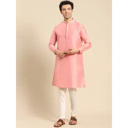 Amodh by Kisah Men Pink Dobby Kurta-image-35