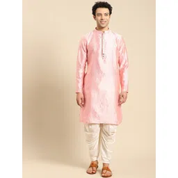 Amodh by Kisah Men Pink Jacquard Kurta-image-36