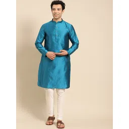 Amodh by Kisah Men Teal Thread Work Kurta-picture-14