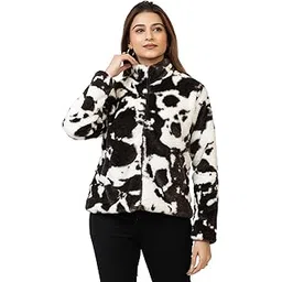 amoldo Stylish Women’s Winter Jacket | Full Sleeve Fur Fleece Woolen Zip-Up | Unique Zebra & Cow Print Coat | Lightweight, Warm & Cozy Outdoor Fashion Outerwear-picture-14