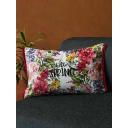 AMOROSA White & Pink Single Floral Rectangle Cushion Cover-picture-12