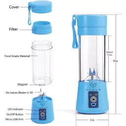 Amour Portable -Six Blades In 3D, Fruit Mixing Machine With 1500 mAh Usb Rechargeable Batteries Blue image 3