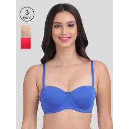 Amour Secret Cream-Coloured & Red Bra Underwired Lightly Padded-picture-34