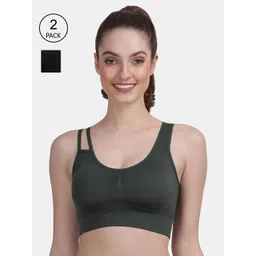 Amour Secret Pack Of 2 Black & Green Lightly Padded & Non-Wired Seamless Bra-S017_Blk_Grn-picture-33
