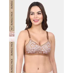 Amour Secret Pack Of 2 Floral Full Coverage Seamless Non-Wired Lace T-shirt Bra-picture-15