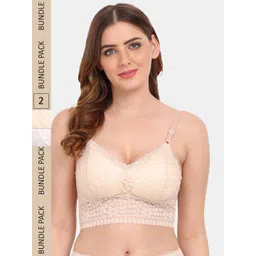 Amour Secret Pack of 2 Floral Lightly Padded Lace Bralette Bra PD53162_Skn_Wht-picture-34