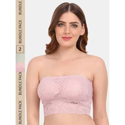 Amour Secret Pack of 2 Floral Lightly Padded Strapless Lace Tube Bra TB9090_Grn_Pnk-picture-35