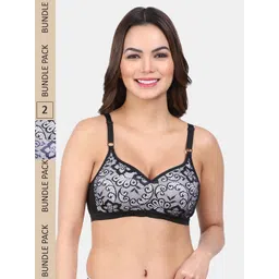 Amour Secret Pack Of 2 Floral Non Padded Full Coverage Seamless T-Shirt Bra-picture-19