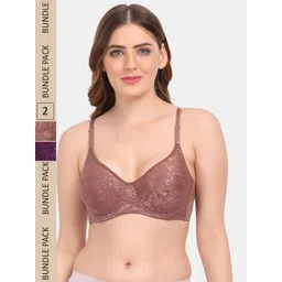 Amour Secret Pack of 2 Floral Underwired Non-Padded Push-Up Bra-picture-23