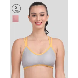 Amour Secret Pack of 2 Rust & Grey Dry Fit Sports Bra-picture-29
