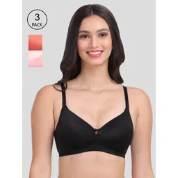 Amour Secret Pack Of 3 Black & Rust Bra Lightly Padded-picture-24