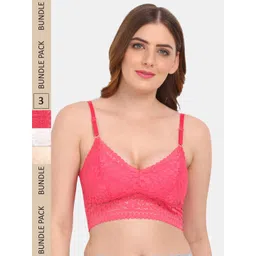 Amour Secret Pack Of 3 Floral Bralette Lace Bra-picture-26