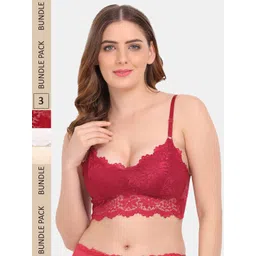 Amour Secret Pack Of 3 Floral Bralette Lace Bra-picture-36