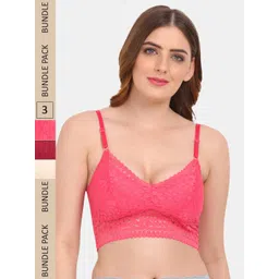 Amour Secret Pack Of 3 Floral Bralette Lace Bra-picture-39