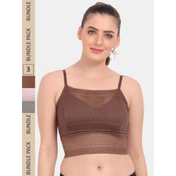 Amour Secret Pack of 3 Floral Lightly Padded Bralette Lace Bra-picture-33