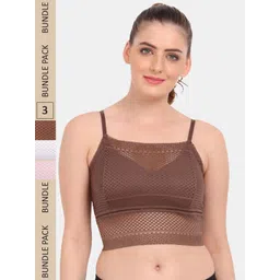 Amour Secret Pack of 3 Floral Lightly Padded Bralette LaceBra PD837_Bwn_Gry_Pnk-picture-23