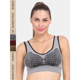 Amour Secret Pack of 3 Graphic Printed Lightly Padded Sports Bra-picture-15