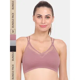 Amour Secret Pack of 3 Lightly Padded Anti Odour Sports Bra-picture-22