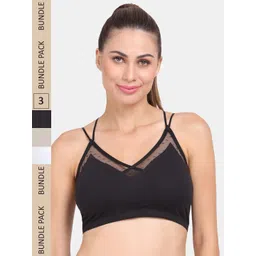 Amour Secret Pack of 3 Lightly Padded Anti Odour Sports Bra-picture-34