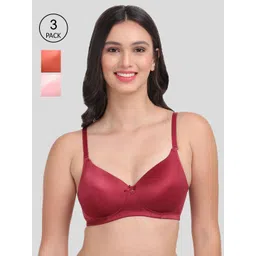 Amour Secret Pack Of 3 Lightly Padded Medium Coverage T-Shirt Bra PD731_Mrn_Pnk_Rst-picture-12